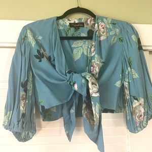 French blue roses tie top 6